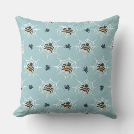 Light Blue with Spiders Halloween Throw Pillow Buitenkussen