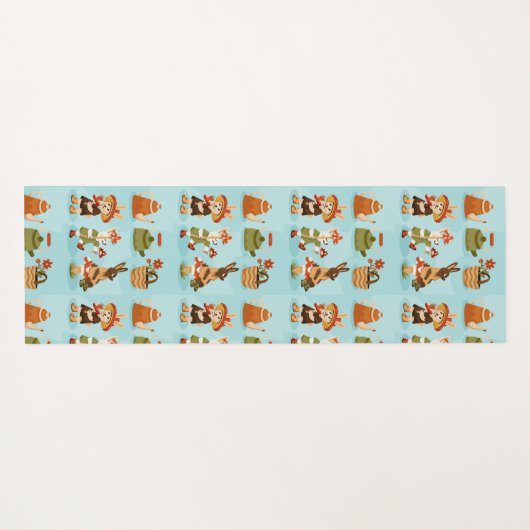 Light blue wrapping paper featuring a repeated  yogamat (Achterkant (horizontaal))