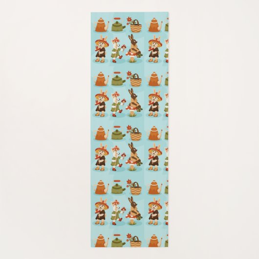 Light blue wrapping paper featuring a repeated  yogamat (Achterkant)