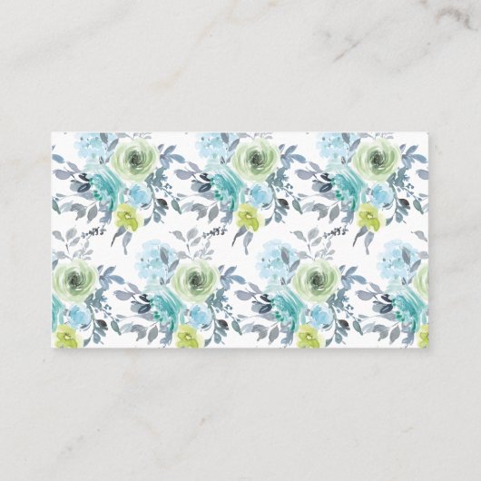 Light Blue Yellow Green Floral bruiloft Place Card Plaatskaartje (Achterkant)