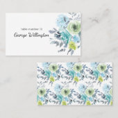 Light Blue Yellow Green Floral bruiloft Place Card Plaatskaartje (Voorkant / Achterkant)