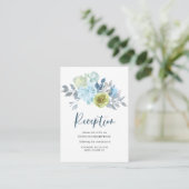 Light Blue Yellow Green Floral Wedding Informatiekaartje (Staand voorkant)