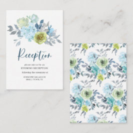 Light Blue Yellow Green Floral Wedding Informatiekaartje