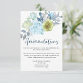 Light Blue Yellow Green Floral Wedding Informatiekaartje (Staand voorkant)