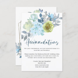 Light Blue Yellow Green Floral Wedding Informatiekaartje