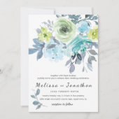 Light Blue Yellow Green Floral Wedding Kaart (Voorkant)