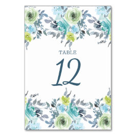 Light Blue Yellow Green Floral Wedding Kaart