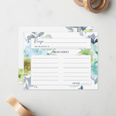 Light Blue Yellow Green Floral Wedding Recipcard Notitiekaartje (Voorkant / Achterkant in situ)