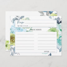 Light Blue Yellow Green Floral Wedding Recipcard
