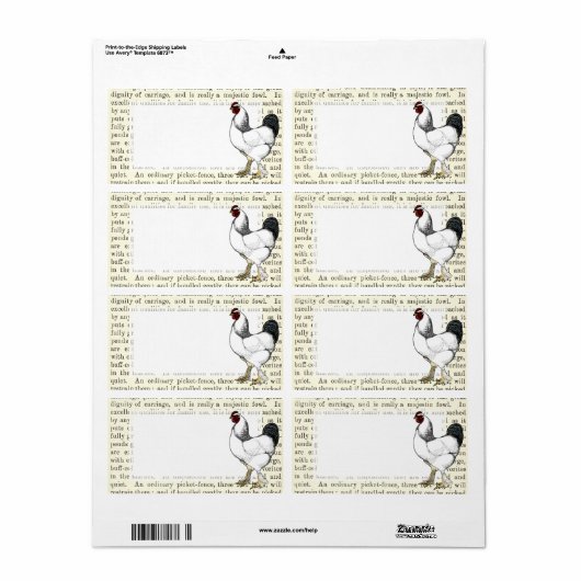 Light Brahma Rooster  Land Classic Etiket (Full Sheet)