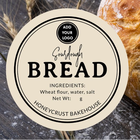 Light Brown Bakery Sourdough Bread Label Sticker