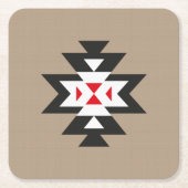 Light Brown Black White Red Aztec Pattern Kartonnen Onderzetters (Voorkant)