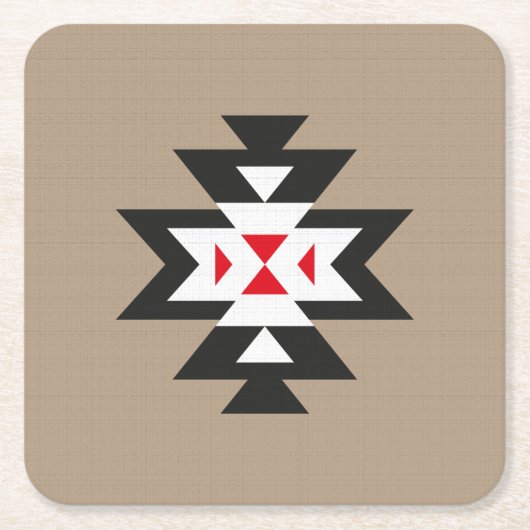 Light Brown Black White Red Aztec Pattern Kartonnen Onderzetters (Voorkant)