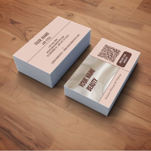 Light Brown Brown Photo-centric Beauty QR Code  Visitekaartje