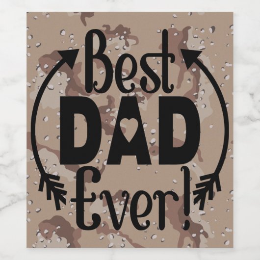 Light Brown Camo | Beste vader ooit Wijn Etiket (Enkel label)