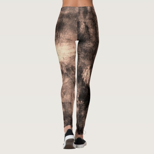 Light Brown Grunge Textured Spandex Leggings (Achterkant)