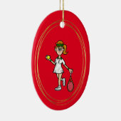 Light Brown Hair Vrouw Tennis Player Ornament (Rechts)