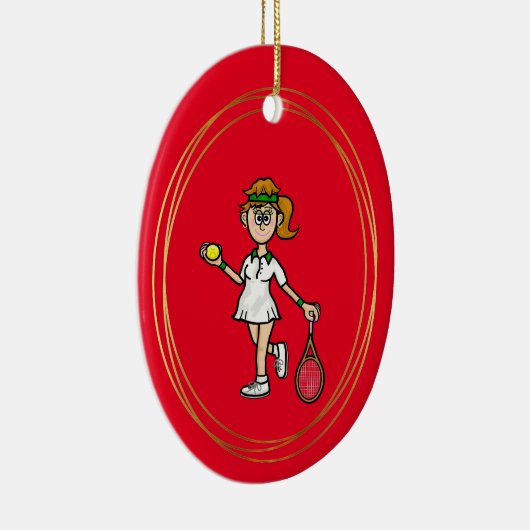Light Brown Hair Vrouw Tennis Player Ornament (Rechts)