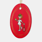Light Brown Hair Vrouw Tennis Player Ornament (Links)