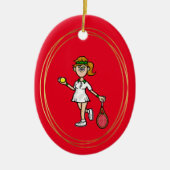 Light Brown Hair Vrouw Tennis Player Ornament (Voorkant)