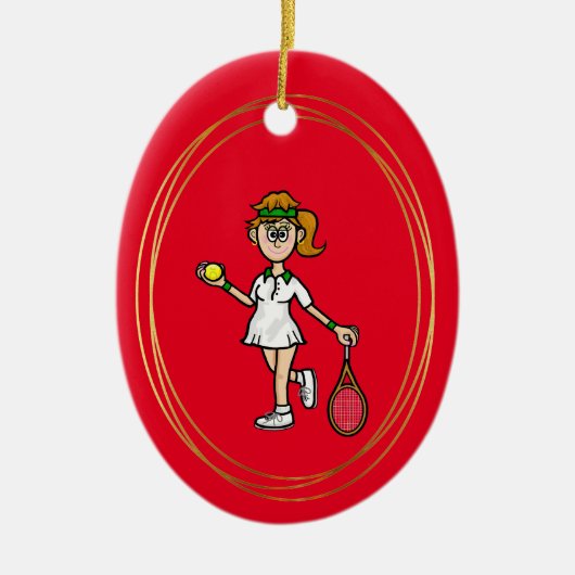 Light Brown Hair Vrouw Tennis Player Ornament (Voorkant)
