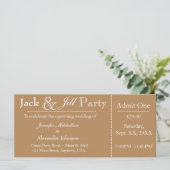 Light Brown Jack en Jill Shower Ticket Invitation (Staand voorkant)