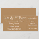 Light Brown Jack en Jill Shower Ticket Invitation (Voorkant / Achterkant)
