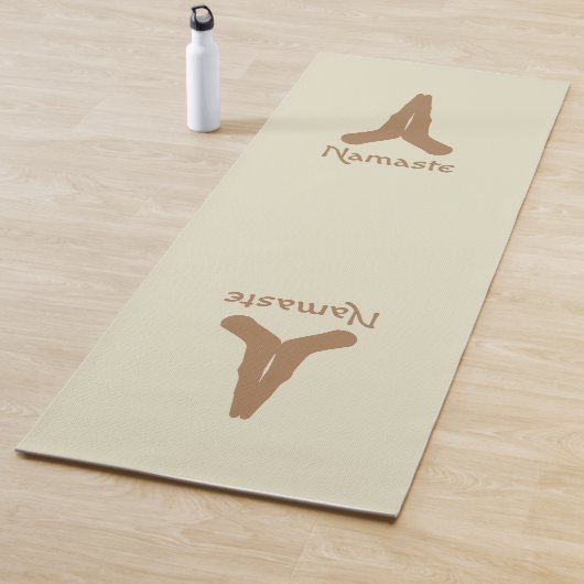 Light Brown op Natural Namaste Mudra Hands Yogamat (In situ)