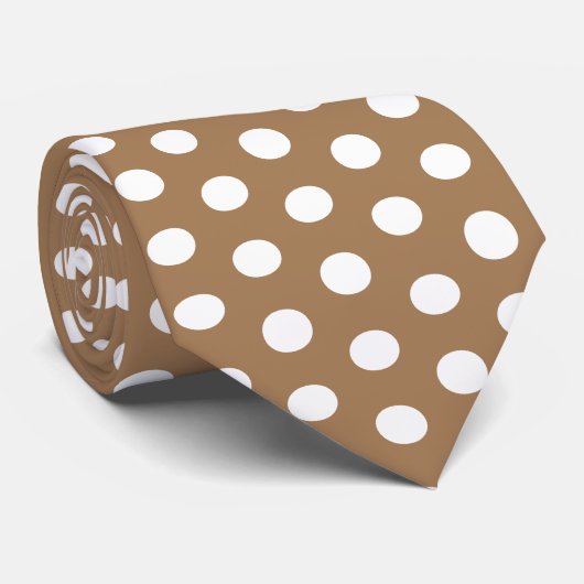 Light Brown Polka Dots bruiloft Stropdas (Opgerold)