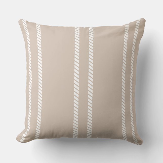 Light Brown with Stripes Throw Pillow Kussen (Voorkant)
