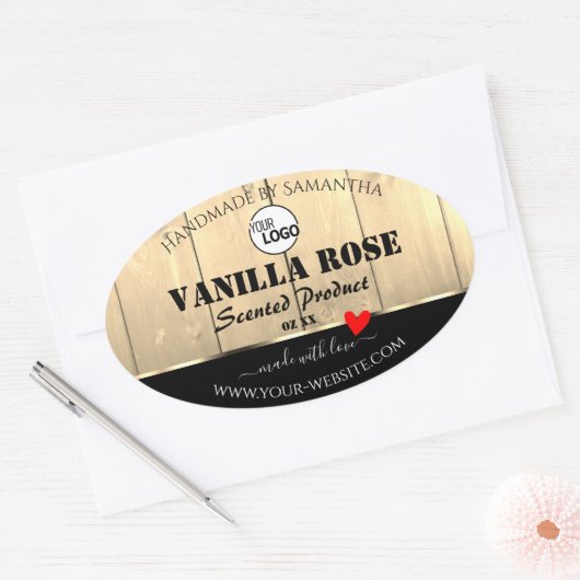 Light Brown Wooden Boards Product Labels met Logo (Envelop)