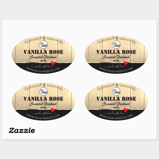 Light Brown Wooden Boards Product Labels met Logo (Vel)