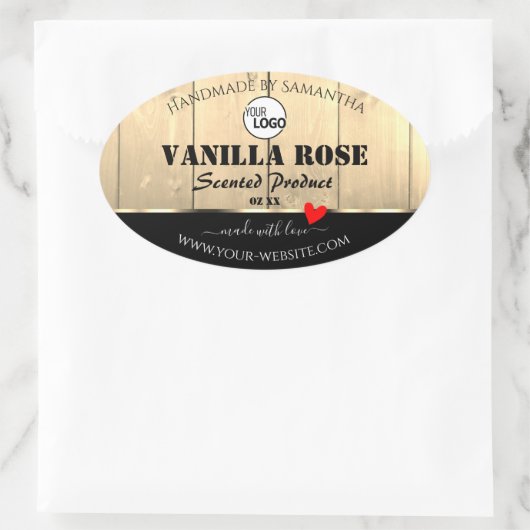 Light Brown Wooden Boards Product Labels met Logo (Tas)