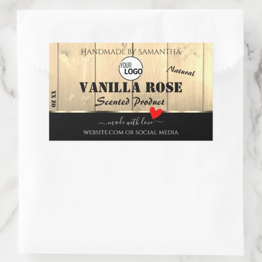 Light Brown Wooden Boards Product Labels met Logo (Tas)