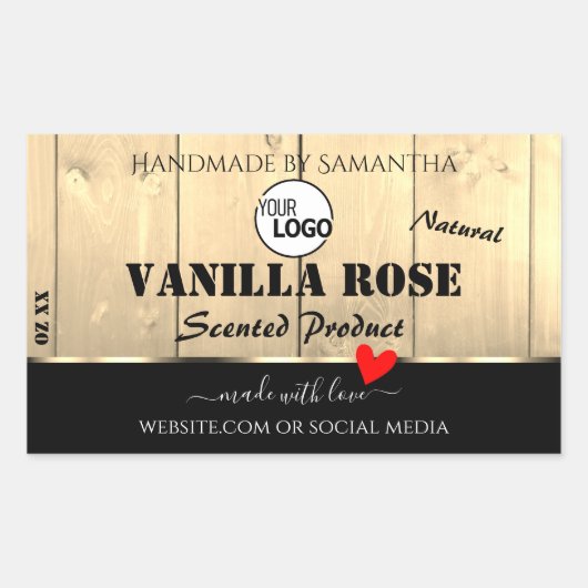 Light Brown Wooden Boards Product Labels met Logo (Voorkant)