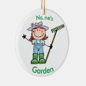 Light Brunette Girl Gardener in Overalls & Boots Keramisch Ornament (Rechts)