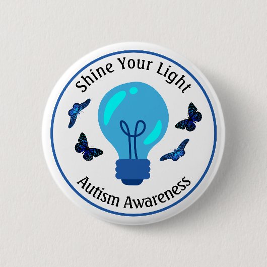 Light Bulb Autisme Bewustzijn Button (Voorkant)
