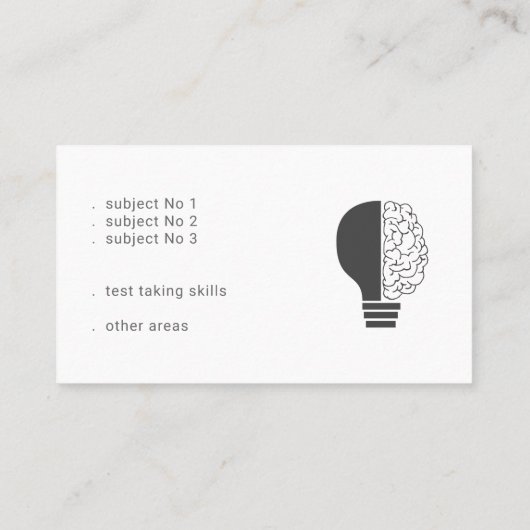 Light Bulb Brain Educational Teacher Tutor Visitekaartje (Achterkant)