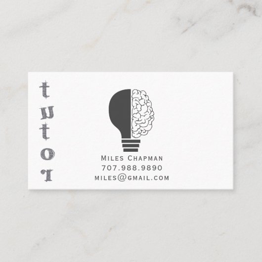 Light Bulb Brain Educational Teacher Tutor Visitekaartje (Voorkant)