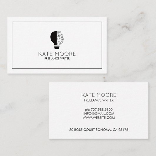Light Bulb Brain Idee Zwart en Wit Visitekaartje (Voorkant / Achterkant)