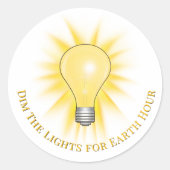Light Bulb Dim The Lights Earth Hour  Ronde Sticker (Voorkant)