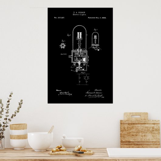 LIGHT BULB - EDISON - PATENT 1880 POSTER (Keuken)
