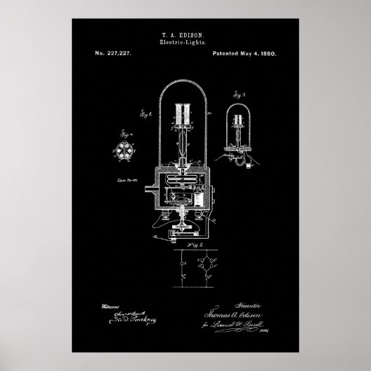 LIGHT BULB - EDISON - PATENT 1880 POSTER (Voorkant)