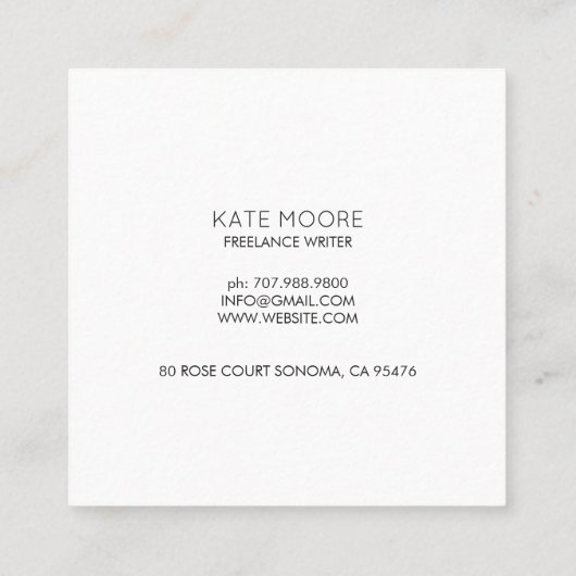 Light Bulb Idea Symbol Brain Writer Editor Vierkante Visitekaartje (Achterkant)