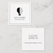 Light Bulb Idee Brain Logo Writer Editor Vierkante Visitekaartje (Voorkant / Achterkant)