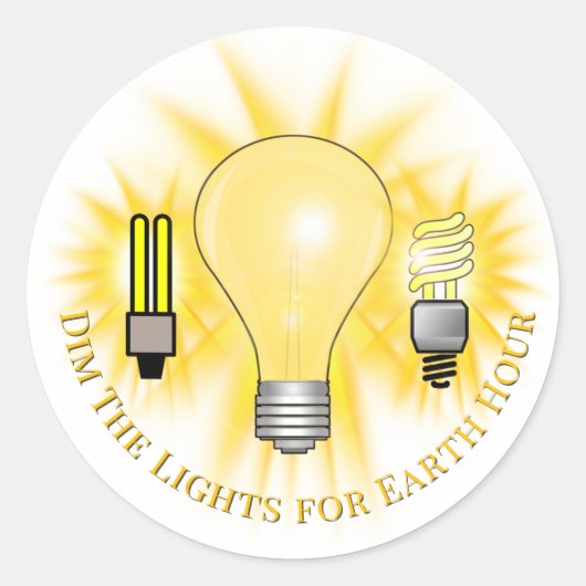 Light Bulbs Dim The Lights Earth Hour Ronde Sticker (Voorkant)