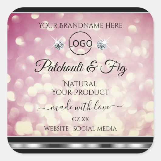 Light Burgundy Glitter Product Label Diamonds Logo (Voorkant)