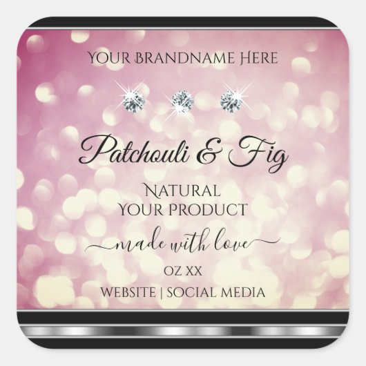 Light Burgundy Glitter Product Labels diamanten (Voorkant)