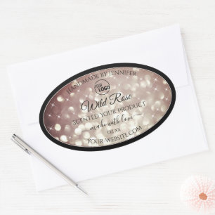 Light Burgundy Glitter Sparkle-Logo — Productlabel Ovale Sticker