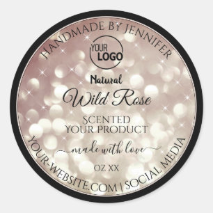 Light Burgundy Glitter Sparkle-Logo — Productlabel Ronde Sticker